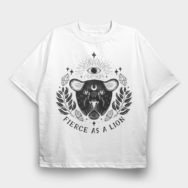 Fierce As A Lion Witch, Tricou Oversize Barbati (Unisex)