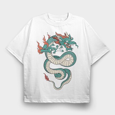 Fire Flames Dragon, Tricou Oversize Barbati (Unisex)