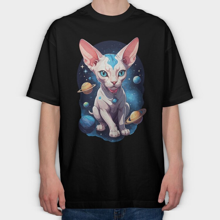 Cosmic Sphynx Cat, Tricou Oversize Barbati (Unisex)