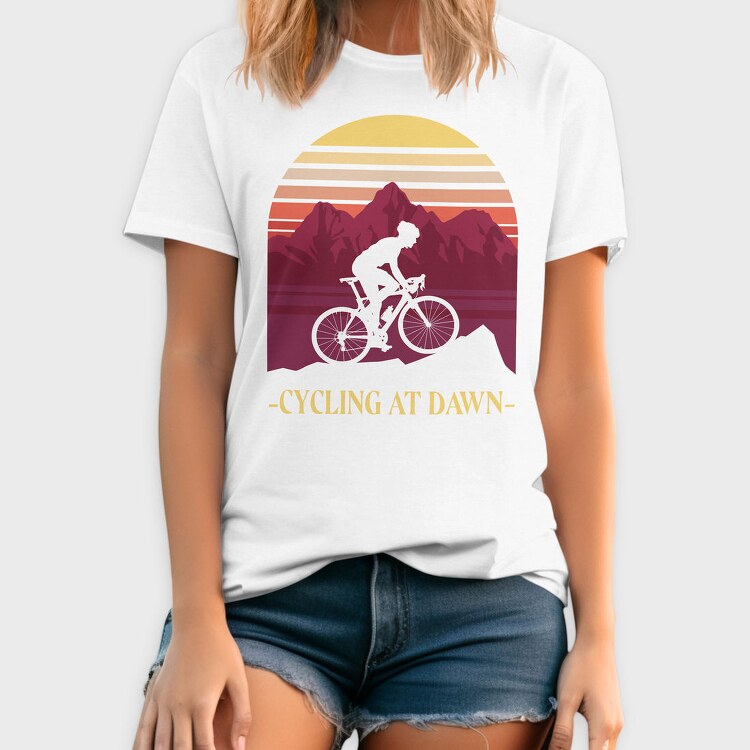 Person Cycling Retro Sunset Dawn, Tricou Barbati (Unisex)