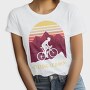 Person Cycling Retro Sunset Dawn, Tricou Femei