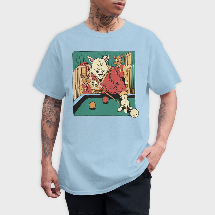 Cat Playing Billiards Biliard, Tricou Barbati (Unisex)