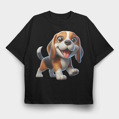 Beagle Smiling Face, Tricou Oversize Barbati (Unisex)