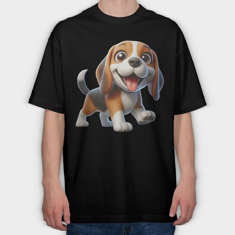 Beagle Smiling Face, Tricou Oversize Barbati (Unisex)