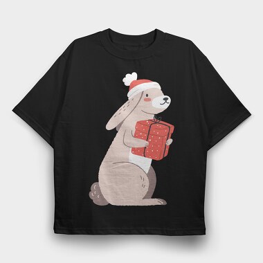 Santa Bunny Gift, Tricou Oversize Barbati (Unisex)