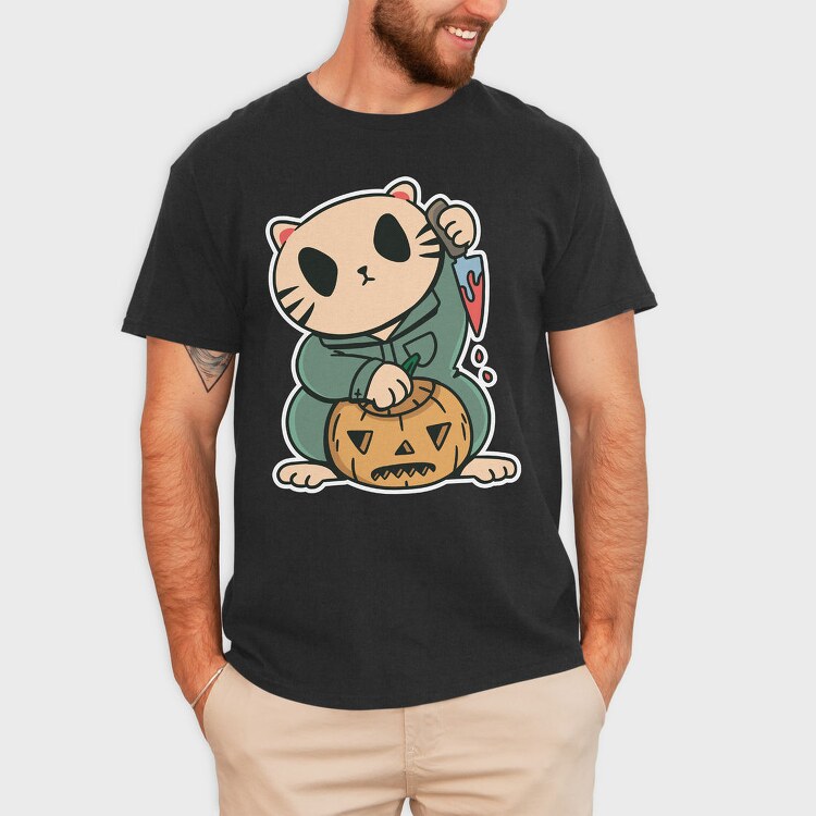 Halloween Cat Lucky, Tricou Barbati (Unisex)