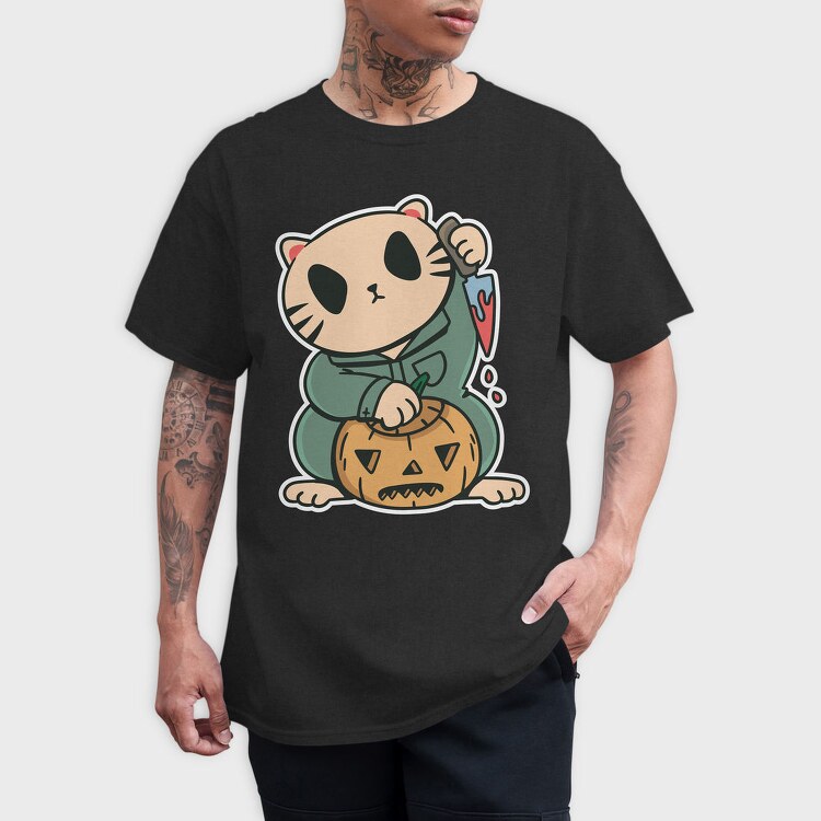 Halloween Cat Lucky, Tricou Barbati (Unisex)