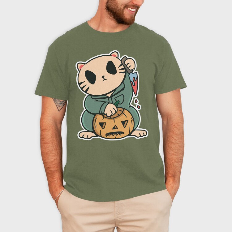 Halloween Cat Lucky, Tricou Barbati (Unisex)