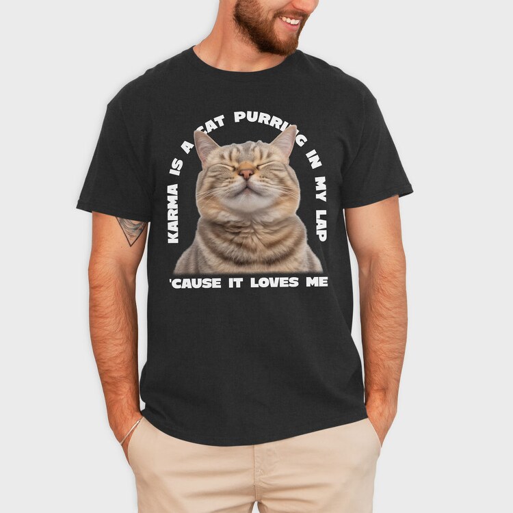 Cat Purring Happy Quote, Tricou Barbati (Unisex)