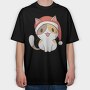 Santa Cat, Tricou Oversize Barbati (Unisex)