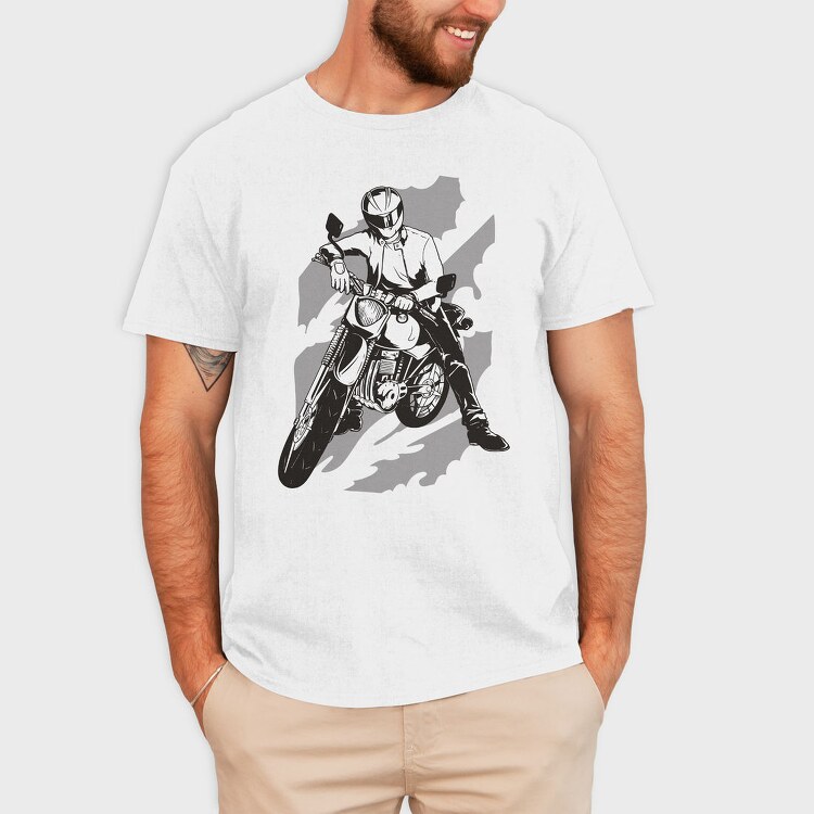 Person With Motorcycle Motorcyclist, Tricou Barbati (Unisex)