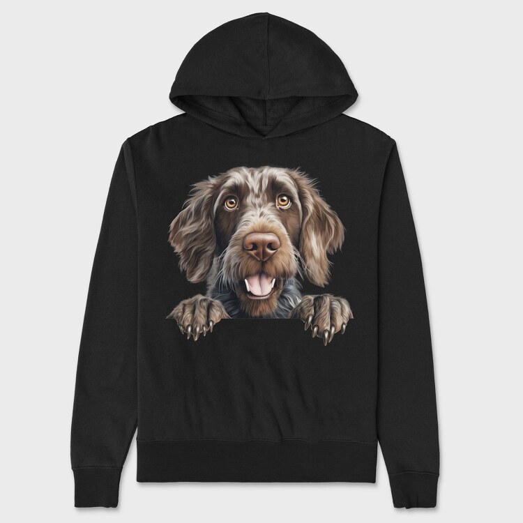 German Wirehaired Pointer Peeking, Hanorac Oversize Barbati (Unisex)