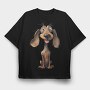 Dachshund Smile Mood, Tricou Oversize Barbati (Unisex)
