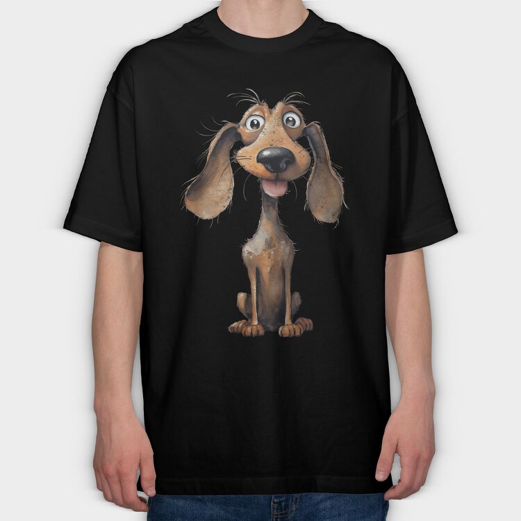 Dachshund Smile Mood, Tricou Oversize Barbati (Unisex)