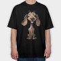 Dachshund Smile Mood, Tricou Oversize Barbati (Unisex)