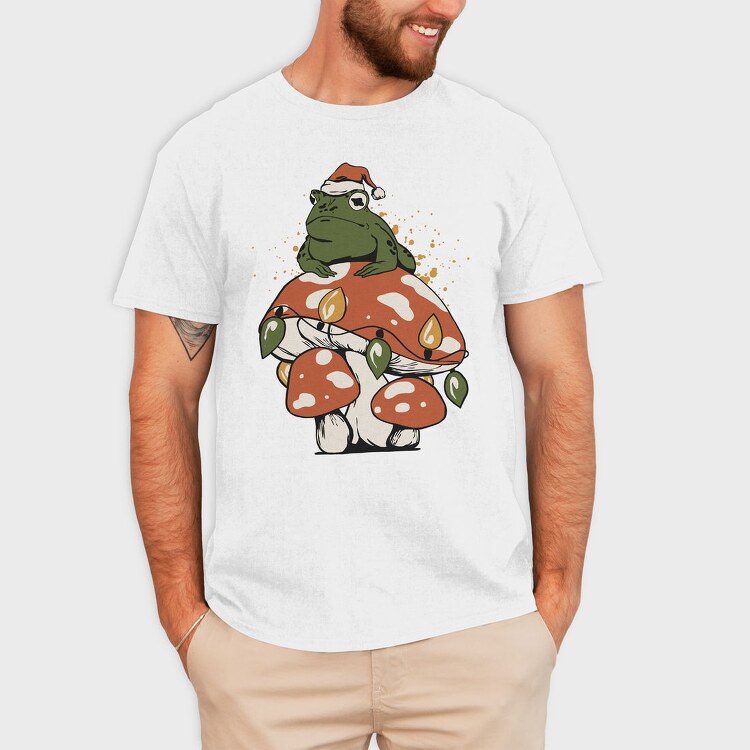 Cottagecore Christmas Frog, Tricou Barbati (Unisex)