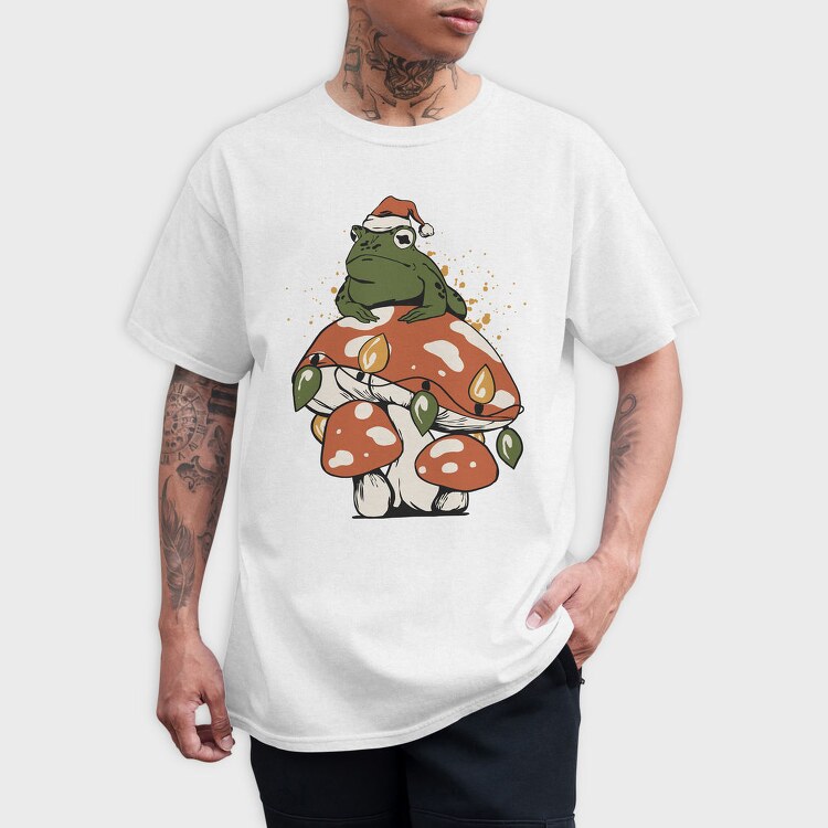 Cottagecore Christmas Frog, Tricou Barbati (Unisex)