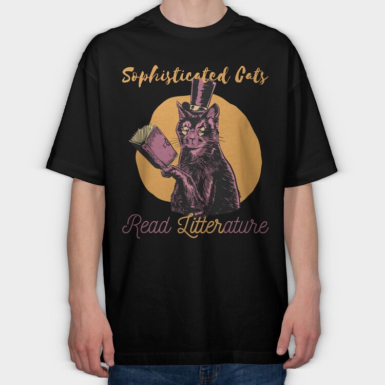 Fancy Cat Literature Litterature, Tricou Oversize Barbati (Unisex)