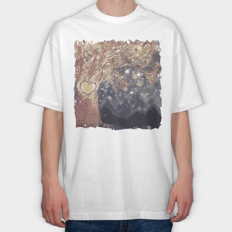Fantasy Tree Heart, Tricou Oversize Barbati (Unisex)