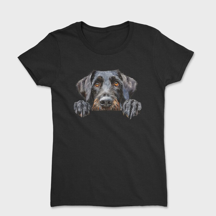 German Wirepointer Peeking Face, Tricou Femei