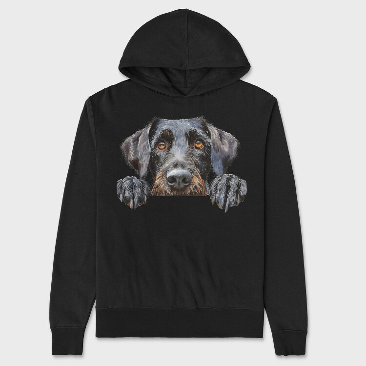 German Wirepointer Peeking Face, Hanorac Oversize Barbati (Unisex)