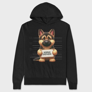 German Shepherd Mugshot, Hanorac Oversize Barbati (Unisex)