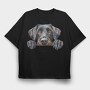 German Wirepointer Peeking Face, Tricou Oversize Barbati (Unisex)