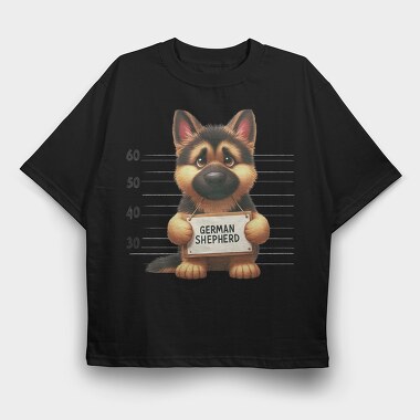 German Shepherd Mugshot, Tricou Oversize Barbati (Unisex)