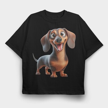 Dachshund Smile Sublimation, Tricou Oversize Barbati (Unisex)