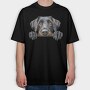 German Wirepointer Peeking Face, Tricou Oversize Barbati (Unisex)