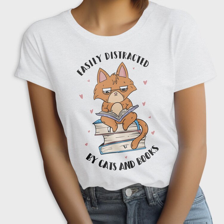 Cat Reading Books, Tricou Femei