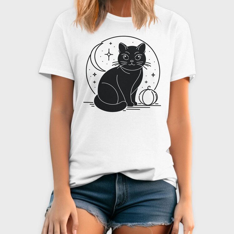 Halloween Mystical Black Cat, Tricou Barbati (Unisex)