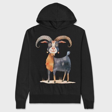 Goat Illustration Art, Hanorac Oversize Barbati (Unisex)