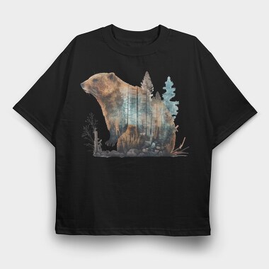 Beaver Wood Symphony, Tricou Oversize Barbati (Unisex)