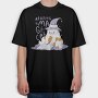 Cat Reading Magical Book, Tricou Oversize Barbati (Unisex)