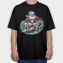 Santa Claus Surfing, Tricou Oversize Barbati (Unisex)