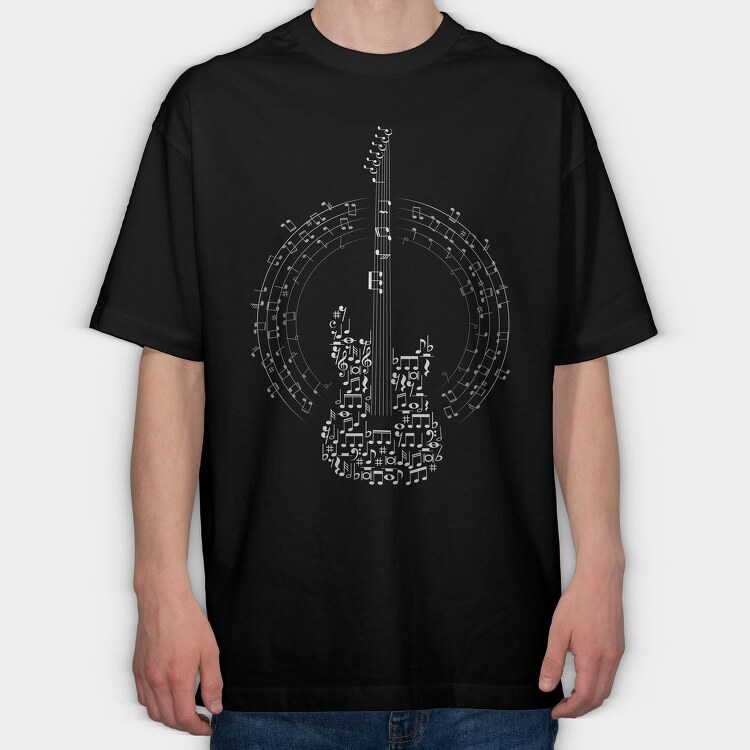 Guitar Made Out of Music Notes, Tricou Oversize Barbati (Unisex)