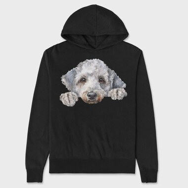 Bedlington Terrier Peeking Face, Hanorac Oversize Barbati (Unisex)