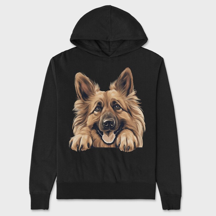 Belgian Tervuren Peeking, Hanorac Oversize Barbati (Unisex)