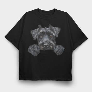 Giant Schnauzer Peek, Tricou Oversize Barbati (Unisex)