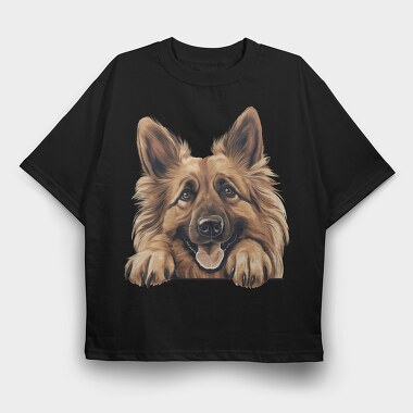 Belgian Tervuren Peeking, Tricou Oversize Barbati (Unisex)