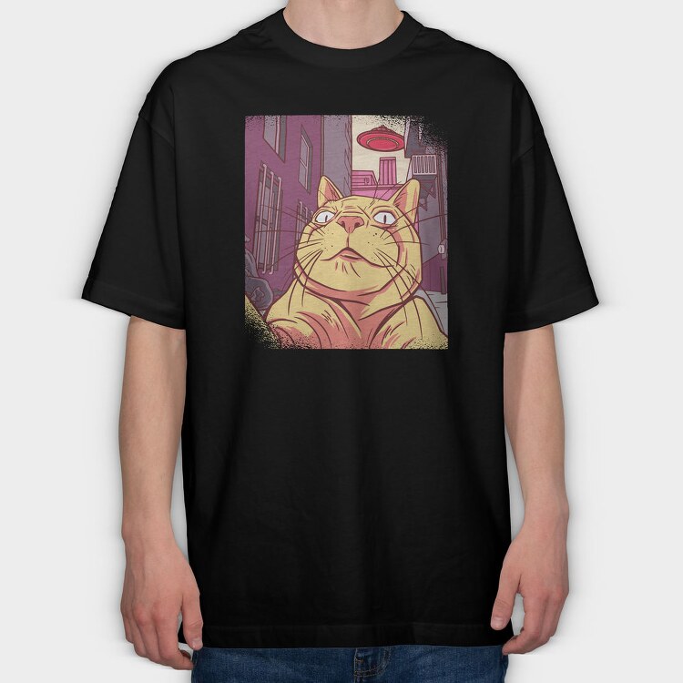 Cat Selfie Meme, Tricou Oversize Barbati (Unisex)