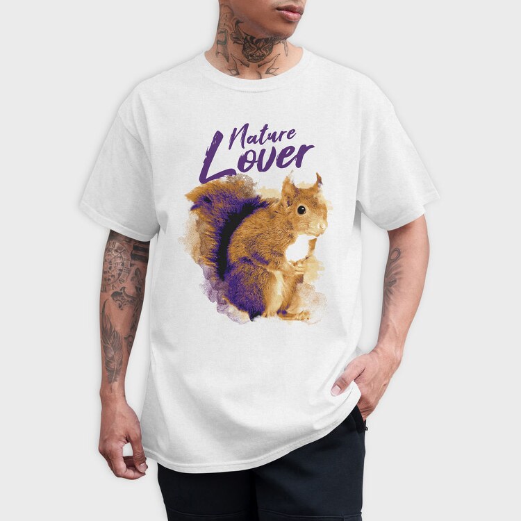 Squirrel Animal Watercolor Nature Lover, Tricou Barbati (Unisex)