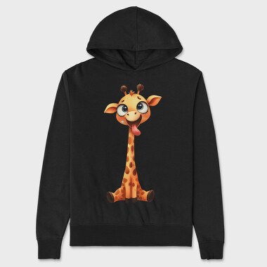 Giraffe Sticking Tongue Out, Hanorac Oversize Barbati (Unisex)