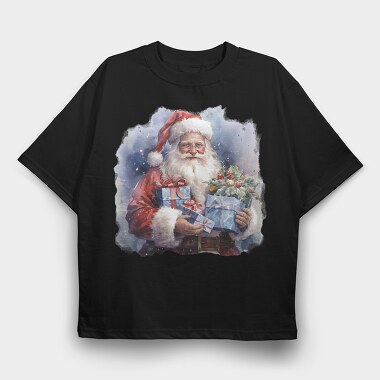 Santa Claus With Gifts, Tricou Oversize Barbati (Unisex)