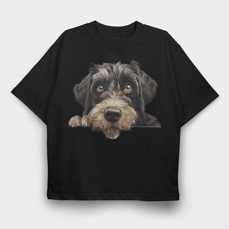 Giant Schnauzer Peeking, Tricou Oversize Barbati (Unisex)