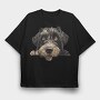 Giant Schnauzer Peeking, Tricou Oversize Barbati (Unisex)