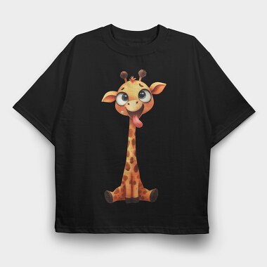 Giraffe Sticking Tongue Out, Tricou Oversize Barbati (Unisex)