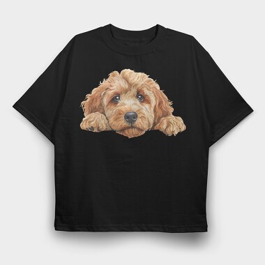 Golden Doodle Peep, Tricou Oversize Barbati (Unisex)