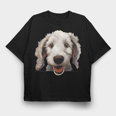 Bedlington Terrier, Tricou Oversize Barbati (Unisex)